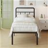 Lutown-Teen Letto 90x190 cm con Testiera Curva, Struttura Letto Alta 46 cm con Doghe in Metallo, Giroletto con Contenitore Sottostante, Montaggio Facile, Silenzioso, Nero