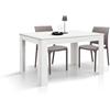 KONTE.DESIGN Tavolo LIPARI in legno finitura bianco frassinato e base bianca, allungabile 140×90 cm - 220×90 cm
