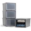 Iris Ohyama, Cassetti in Plastica Impilabili, Cassettiera per Camera da Letto, Scarpe, 40L, Set di 4, Grande, Grigio Scuro, Porta a Ribalta, per Armadio, Ingresso, Senza BPA, Organizer, Torre, BCF-500