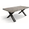 KONTE.DESIGN Tavolo allungabile AMALFI in legno grigio cemento e gambe a X antracite, allungabile 180x90 cm - 260x90 cm