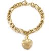 Dsnyu Bracciale da donna a forma di cuore, in acciaio inox, vintage, con ciondolo, argento e oro, regalo di anniversario, 20 cm, Senza Gemstone