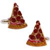 Dsnyu Gemelli da uomo in argento, con bottoni a forma di manchette, per Natale, marrone, per pizza, con confezione regalo, Senza Gemstone
