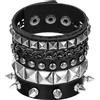 YUXIANLB 3 bracciali punk rock, in pelle PU, punk rock, bracciale con borchie gotico, bracciale regolabile per feste in costume, 1 Stück (3er-Pack), Nessuna pietra preziosa