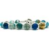 Samsara Bracciale Kailash Tibetano Buddista in Agata Blu Striata - Bracciale Spirituale Benessere Mente e Corpo - Filo in cotone cerato Bianco (AGATA BLU STRIATA)