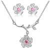 Uloveido - Completo collana e orecchini a forma di fiori di ciliegio Sakura, DT340 e placcato platinum, colore: Pink, cod. DT340-Pink