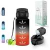 Motswedi Borraccia 500 ml, con cannuccia, Bottiglia d'acqua Motivazionale, con Indicatore di Tempo, Borraccia Palestra, per Scuola, Palestra, Yoga, Nero Rosso
