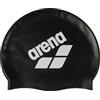 Arena Cuffia da nuoto unisex in silicone con logo grande, per donne e uomini, fitness, nuotatori, allenamento intensivo, resistente, morbida, elastica, colore: nero/bianco