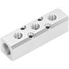 Eujgoov Distributore ad aria compressa a 3 vie, Collettore Pneumatico Blocco di Distribuzione Collettore Dell'aria Compressa G1/2 Ingresso G1/4 Uscita 30 x 30mm(SY30-02-3F)