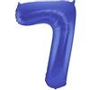 Folat 65927 Palloncino di Alluminio Numero Figura 7 Blu Metallizzato Opaco 86 cm - Decorazione Palloncino di Elio per Compleanno, Anniversario