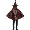 FIESTAS GUIRCA | Set strega per bambini (50 cm) - Mantello e cappello per costume di Halloween e feste di streghe - Accessorio ideale per ragazzi e ragazze - nero e rosso