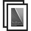 Americanflat Set di 2 cornici per foto da 20 x 15 cm, colore nero, da utilizzare come cornice sottile da 15 x 10 cm con passepartout o cornici da 20 x 15 cm senza passepartout, formati orizzontali e