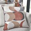 Fusion - Cuscino rotondo con motivo vettore retrò arancione speziato (43 x 43 cm), 100% cotone, imbottitura inclusa, cuscino grigio con bordi tubolari arancioni, cuscino geometrico circolare con