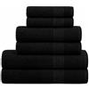 Komfortec Set di 6 Asciugamani 100% Cotone | 2 Asciugamani Bagno 70x140 cm, 2 Viso 50x100 cm e 2 Ospiti 30x50 cm, Morbidi e Assorbenti, Nero