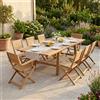 MIlani Home ORATOR - set tavolo in teak cm 160/240 x 90 x 77 h con 6 sedie e 2 poltrone Orator