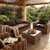 MIlani Home ROSEUS - salotto da giardino completo di cuscini intreccio in rattan naturale 3 posti