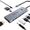 HATOKU HUB USB C, adattatore multiporta USB C per MacBook Pro/Air con HDMI 4K@60Hz, 100W PD, lettore di schede SD/TF, porta dati USB 3.0/C e porta audio, 9-1 HUB USB per laptop Dell, Lenovo, HP