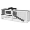 PawHut Conigliera con Corsa Vassoio Scorrevole Rampe 156x58x68 cm Grigio