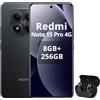 XIAOMI Smartphone Xiaomi Redmi Note 15 Pro, 8/256GB, display AMOLED da 6,77", batteria da 6500mAh, IP65 (resistente alla polvere e all'acqua), colore nero (con cuffie Bluetooth)