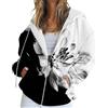 Generic Felpa con cappuccio con cerniera per donna, trendy, a maniche lunghe, con stampa floreale, grafica, leggera, giacca casual autunnale invernale con tasche, 3XL