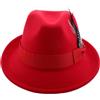 COLLBATH Cappello Fedora e Portatile Design Elegante in Feltro Rosso Leggero da Uomo per Uso Quotidiano e Feste