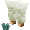 LEBOKJ Telo Antigelo per Piante 2 Pezzi 80cm x 120cm con Guanti di Protezione dal Freddo, Copertura Invernale in Tessuto Non Tessuto Resistente al Gelo con Cordino, Ideale Contro Il Freddo, la Neve
