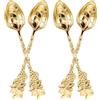 BESTYASH Set 4 Cucchiai Vintage da Dessert in Lega di Zinco Oro Resistenza alla Deformazione, Stile Campagna Elegante Design a Grappolo, Uso Domestico e Commerciale
