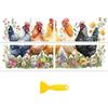 Peacoblue Adesivo Trasferibile con Frizione per Mobili, Artigianato, Decorazione 15,2 x 30,5 cm, 4 Pezzi, Pollo con Fiori ed Erba, Impermeabile, UV, DTF, per Cassetti, Comò, Vetro, Porcellana, Legno