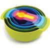 Joseph Joseph Nest 9 Plus, set compatto per la preparazione dei cibi con ciotole per mescolare, misurini, setaccio e colino, multicolore