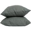 MLH MY LINEN HOME My Linen Home | Set di 2 Federe in Lino Lavato (100% StoneWashed) | Federe Cuscini 50x70 cm I Ipoallergenico e Traspirabilità I Adatto a Tutte le Stagioni | Copricuscini Verde scuro