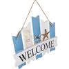 FUNOMOCYA Targa Decorazione da Appendere per Targa Welcome e Bar Tema Mare con Stelle e Rete