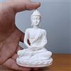 HYFAN Mini Piccola Statua di Buddha in Meditazione Armoniosa, Figurina Yoga Collezionabile, Scultura Feng Shui in Artigianato per Decorazione per Mensola, Ufficio, Scrivania (Bianco 4)