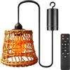 Behogan Lampada a sospensione in rattan, lampada portatile bohémien, paralume in rattan, per esterni, E27, per esterni, per cantina, camera da letto, Natale, feste, regalo