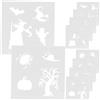 FRCOLOR 10 Fogli Set Stencil per Disegno Riutilizzabile in Plastica Bianca, Resistente e Delicato, per Artigianato e Decorazioni Domestiche di Halloween Motivo Strega