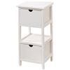 Baroni Home Comodino, Mobiletto da Soggiorno, Salotto, Camera da Letto, Cameretta, Bagno, Mobiletto Multiuso, Colore Bianco 2 Cassetti, 1 Ripiano Misure 30X30X61 cm