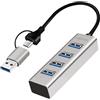 Logilink Hub Usb LogiLink UA0455 huby i koncentratory Usb 3.2 Gen1 A-C 5000Mbit/s Alluminio [NULLIUS4PUA0455]