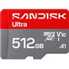 SANDISK Ultra scheda microSDXC 512 GB, UHS-I + SD Adapter (velocità di lettura f