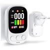 TOONKE Rilevatore Gas e Monossido di Carbonio 4 in 1 Con Spina per Casa-Rilevatore di Gas per Gas Naturale Lpg Metano Propano Butano Con Sensori Di Temperatura e Umidità-Certificato EN 50291-HD08-G-Bianco
