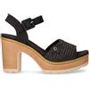 REFRESH Sandalo In Rafia Ed Ecopelle Con Tacco Nero - Donna - Nero