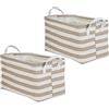 DII Contenitore per biancheria, in polietilene, pieghevole, con manici, motivo a righe in pietra, set grande, 10,5 x 17,5 x 10 cm