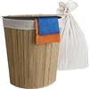 Relaxdays cesto portabiancheria angolare con coperchio, bambù, 80 l, pieghevole, A x L x P: 60 x 36 x 36 cm, naturale