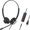 Tellur cuffie cablate voce 420, binaurali, USB/3,5 mm Jack, nero