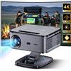 StarTech Proiettore LCD 4K - Proiettore smart per home cinema - Full HD 1080p con supporto 4K/8K - 40000 lumen, 2000 ANSI, LED - WiFi 6, BT 5.3, Android 12 - Stativo incluso, spina europea