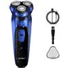 StarTech Rasoio elettrico da uomo - Rasoio rotativo - Utilizzabile sia a secco che a umido - Lame multiple 3D - Trimmer a scatto - Display LED - Ricarica rapida USB-C - Autonomia della batteria: 85 minuti - Colore: blu