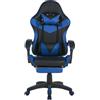 StarTech Sedia da gaming ergonomica - Sedia da ufficio in stile racing con poggiapiedi - Schienale alto - Rotante - Regolabile in altezza - Supporto per la testa e per la zona lombare - Colore: nero e blu