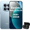 XIAOMI Smartphone Xiaomi Redmi Note 15 Pro 5G, 8/256GB, display AMOLED da 6,83", batteria 6580mAh, IP68 (resistente alla polvere e all'acqua), colore blu ghiaccio (con cuffie Bluetooth)