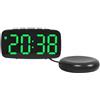 Sumsoctober Sveglia per chi dorme pesante o non udente, sveglia forte con scuotitore da letto, sveglia per sordi con vibrazione, dimmer e volume regolabili, porta di ricarica USB (A)