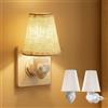 BrightWish 2 Pezzi Luce Notturna Vintage da Presa, Lampada da Presa con Paralume in Lino, Interruttore & Lampadina E12 Sostituibile, 2200K 1W per Camera da Letto, Camera dei Bambini & Corridoio