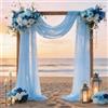 JKDMJF Tessuto drappeggiato per archi di nozze, 73,7 cm x 6,1 m, in chiffon, tulle, tende velate per cerimonie di nozze, pergolato, feste, soffitti, festoni, decorazione sfondo | Tessuto trasparente blu