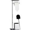 Relaxdays Piantana bagno con porta carta igienica scopino e portascopino HxLxP: 66 x 20 x 13 cm, nero-argento