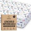 Bisoo Lenzuolo Magico 35x75 Lettere Lenzuolo con Angoli per Navicella | Lenzuolo e Coprimaterasso in Un Pezzo, Risparmio, Impermeabile, Traspirante, Silenzioso, Cotone Jersey Oeko-Tex